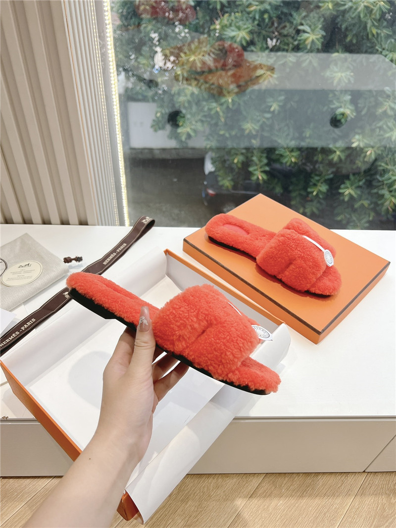 H**me5 shearling h cut-out izmir sandals in orange