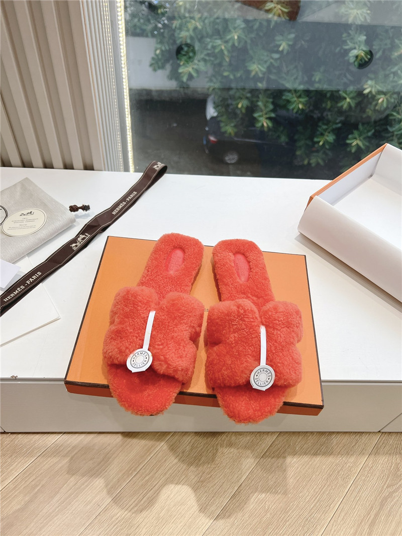 H**me5 shearling h cut-out izmir sandals in orange