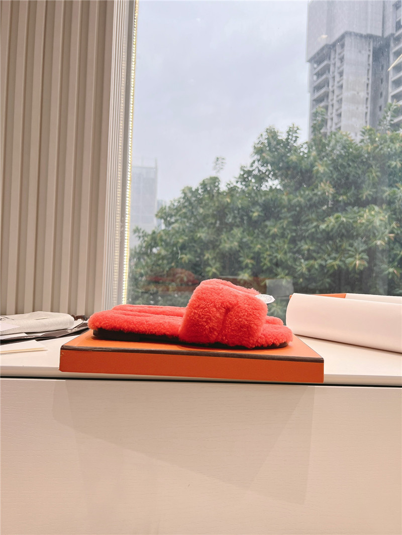 H**me5 shearling h cut-out izmir sandals in orange