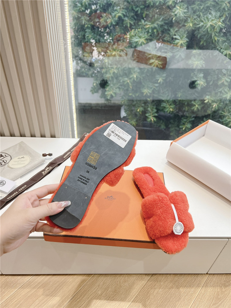 H**me5 shearling h cut-out izmir sandals in orange