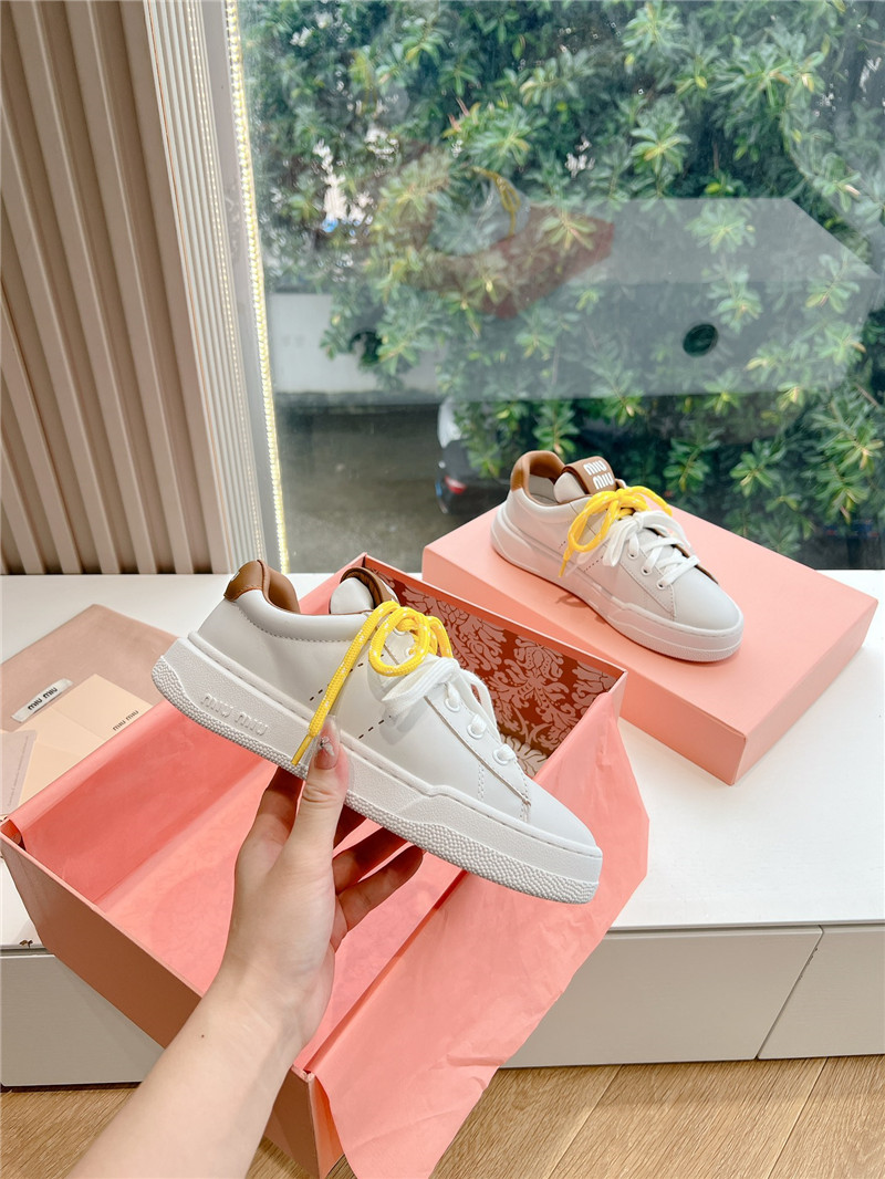 Miu Miu White Lace Up Low Top Sneakers