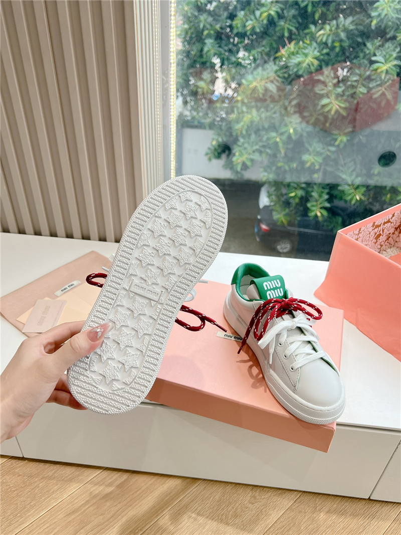 Miu Miu Green Lace Up Low Top Sneakers