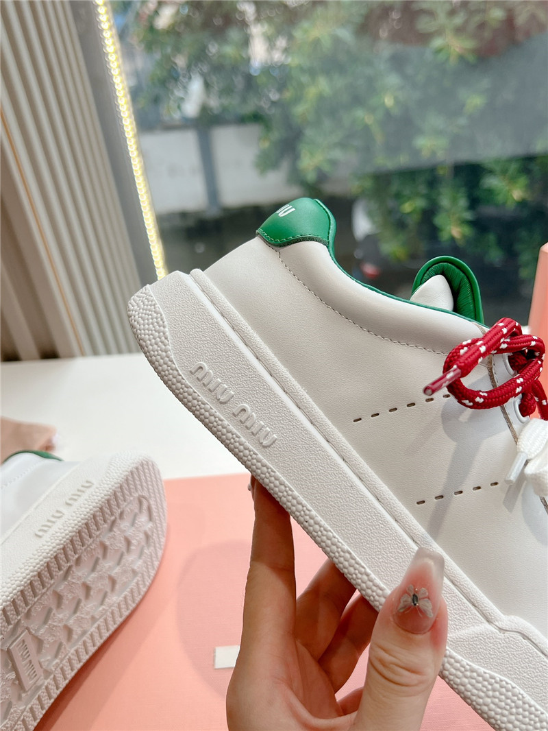 Miu Miu Green Lace Up Low Top Sneakers