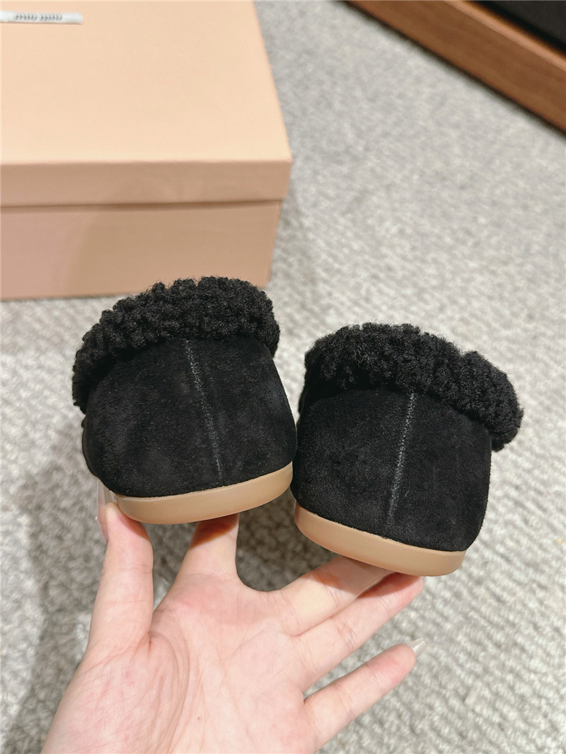 Miu Miu Shearling Black Suede Driving Shoes