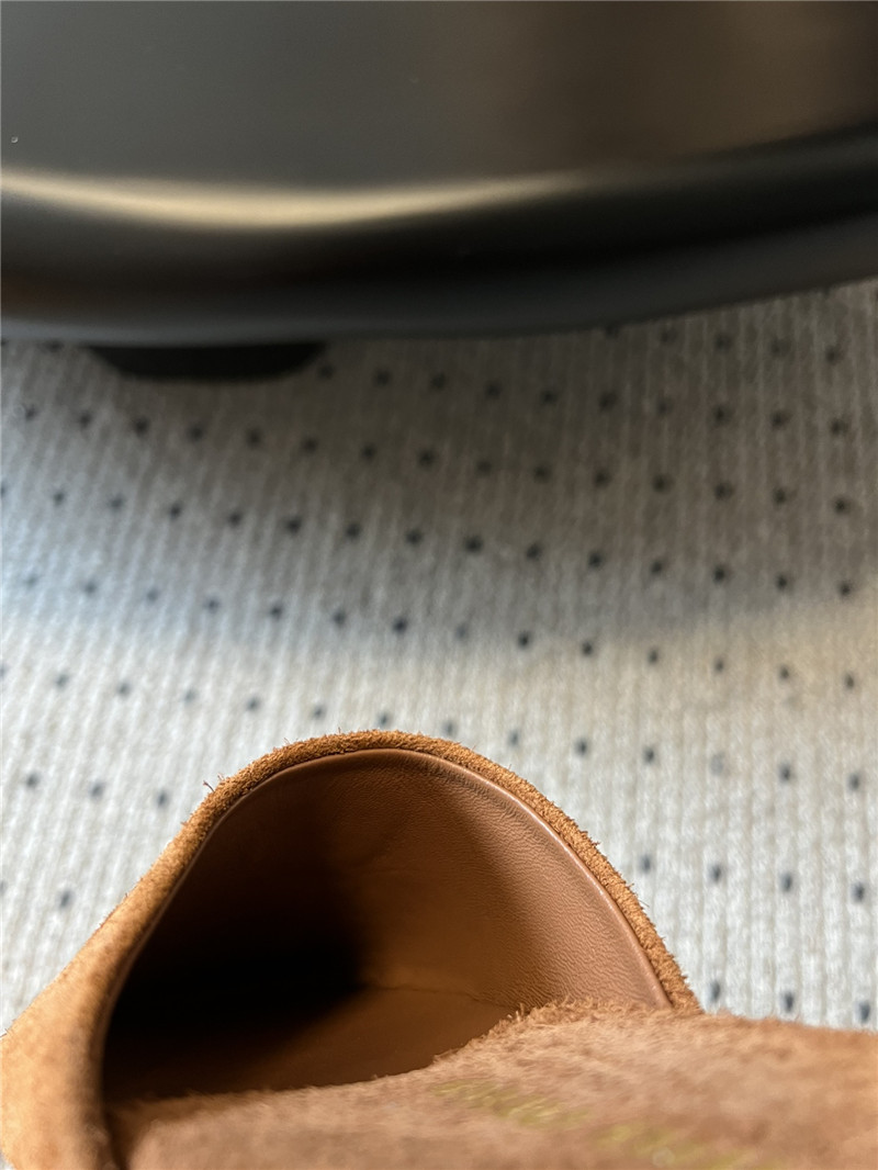 Miu Miu Camel Suede Slippers with Embossed Logo