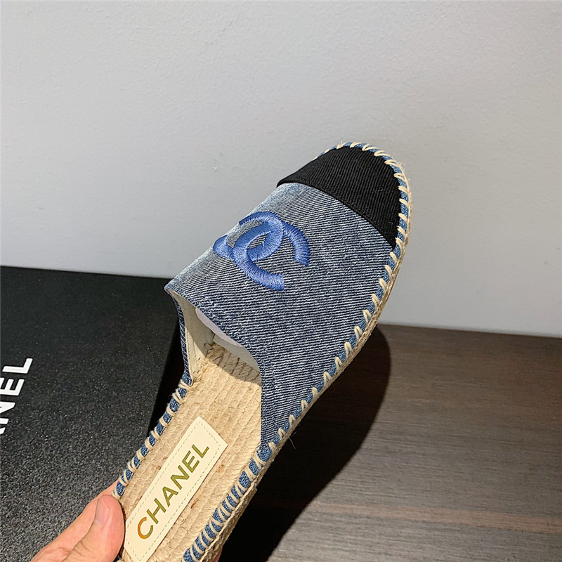 Ch**el blue denim espadrille mules