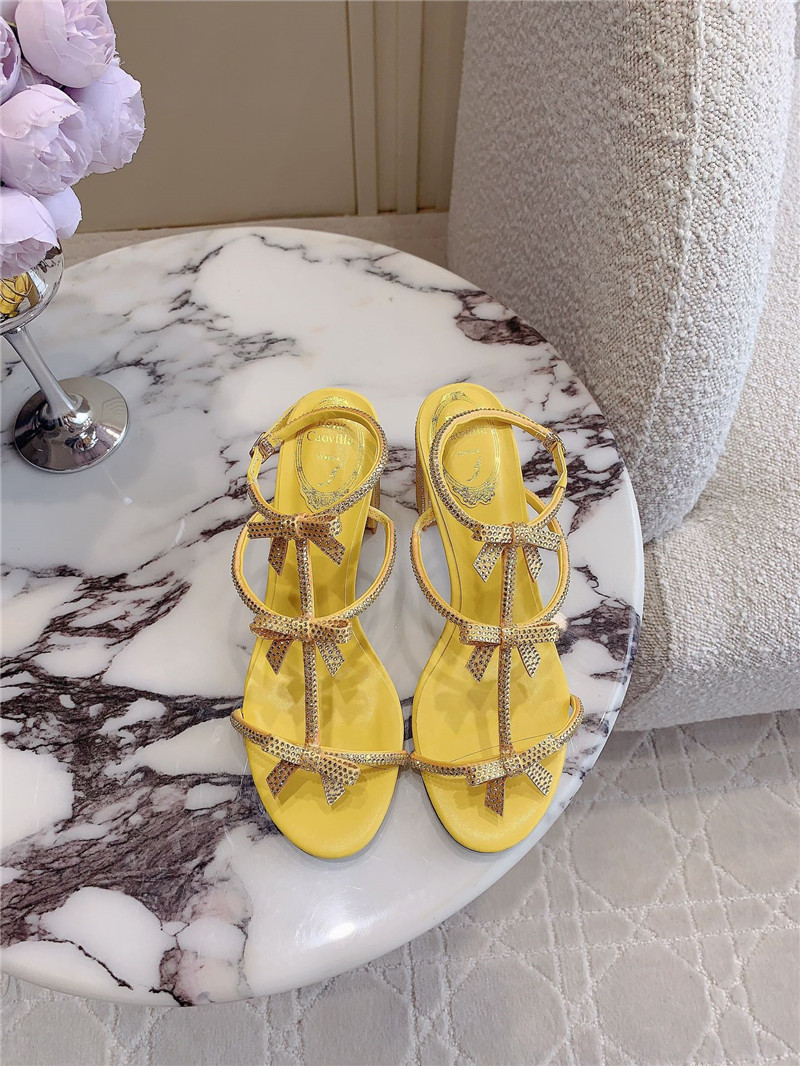 Rene Caovilla Jeweled Caterina Yellow Sandals
