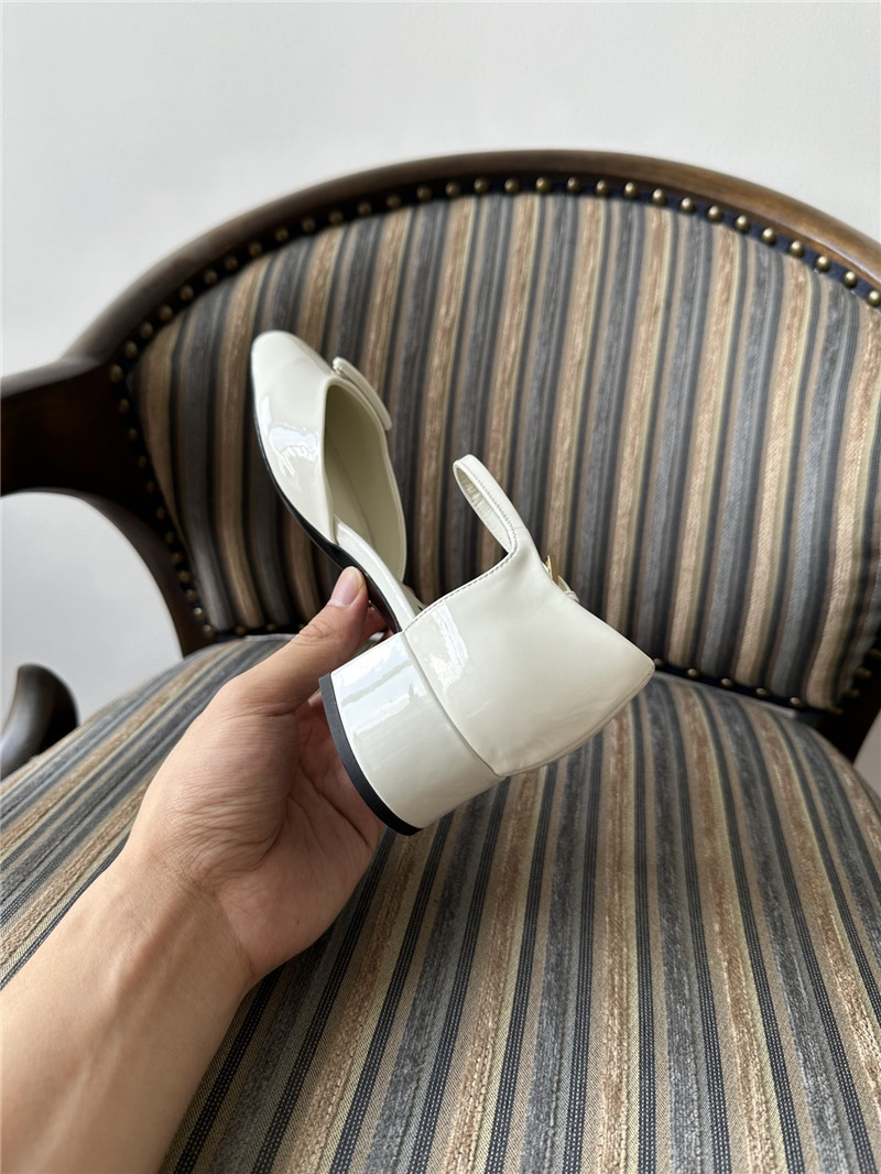 Pra*a white 35mm triangle-logo patent-leather pumps