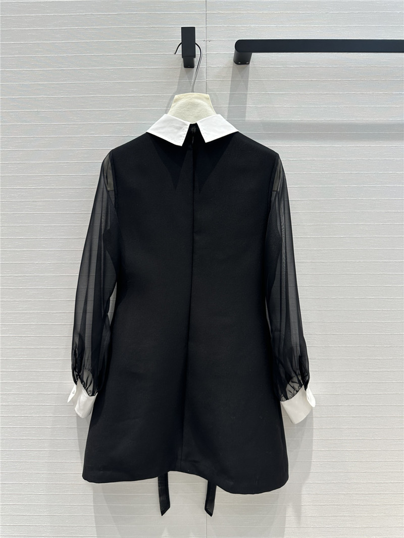 Va1e*ntin0 ribbon fungus pleated silk sleeve dress replica clothes