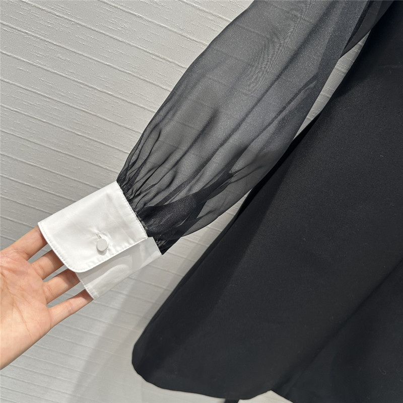 Va1e*ntin0 ribbon fungus pleated silk sleeve dress replica clothes