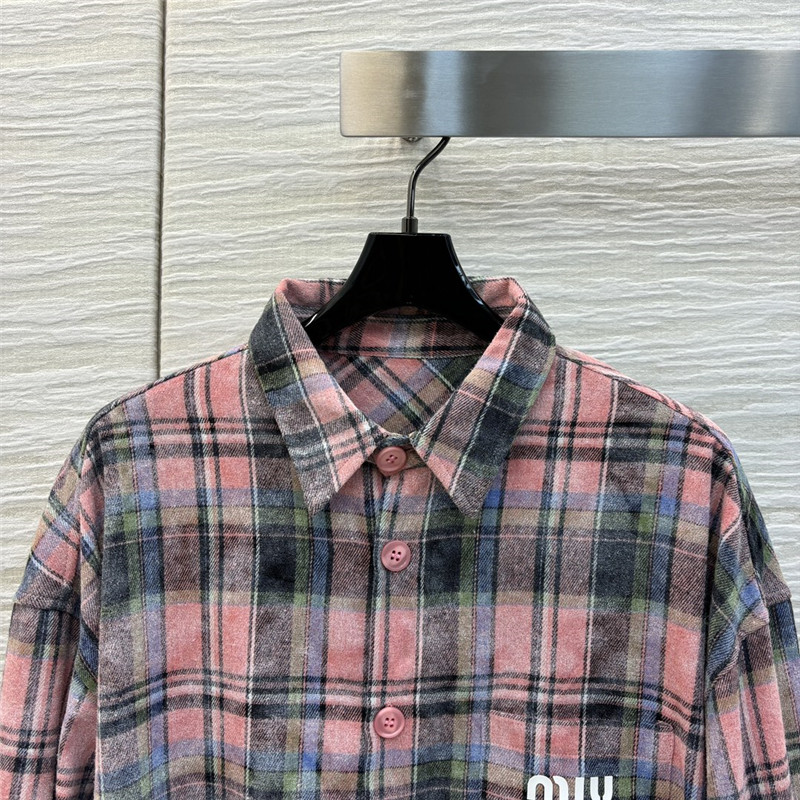M1um1u letter dotted plaid shirt jacket replica clothes