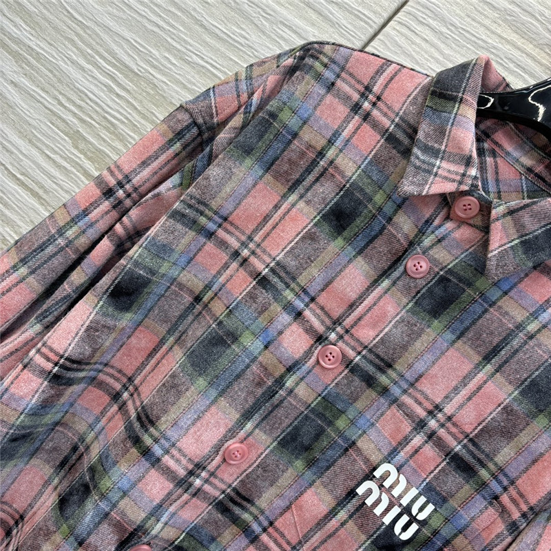 M1um1u letter dotted plaid shirt jacket replica clothes