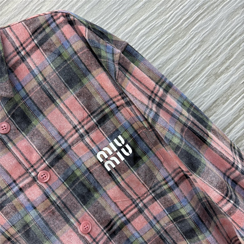 M1um1u letter dotted plaid shirt jacket replica clothes