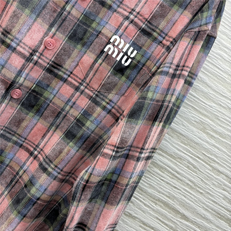 M1um1u letter dotted plaid shirt jacket replica clothes
