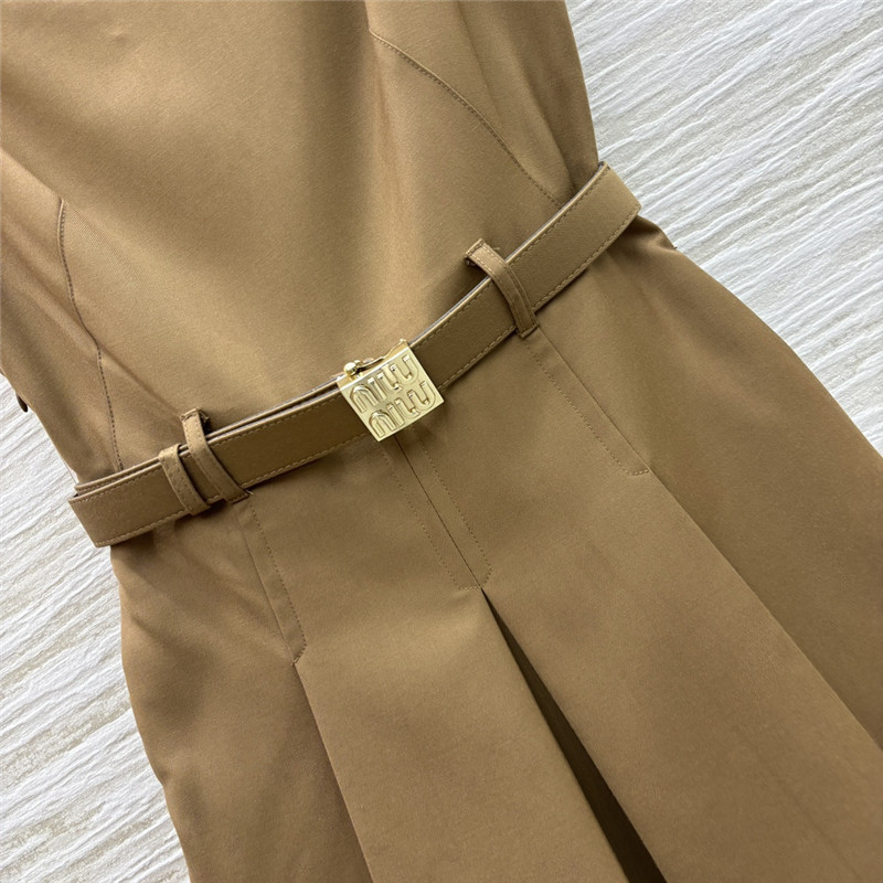 M1um1u khaki leather suspender dress replica clothes