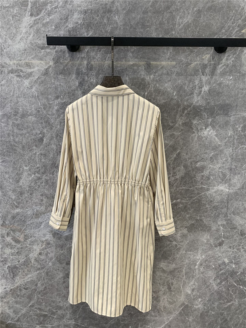 Pra*a striped multi-pocket mid-length shirt dress replicas clothes