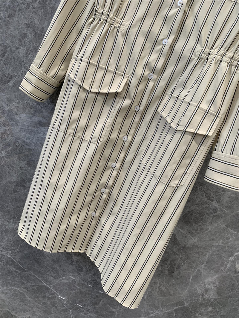 Pra*a striped multi-pocket mid-length shirt dress replicas clothes