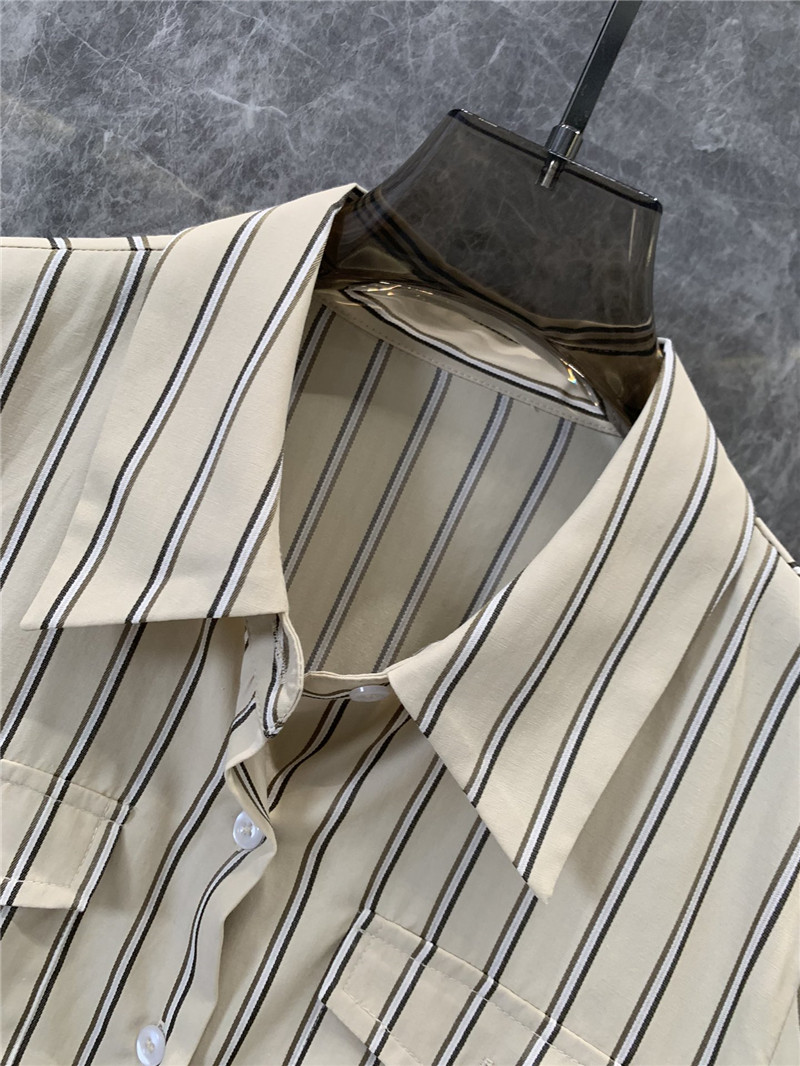 Pra*a striped multi-pocket mid-length shirt dress replicas clothes