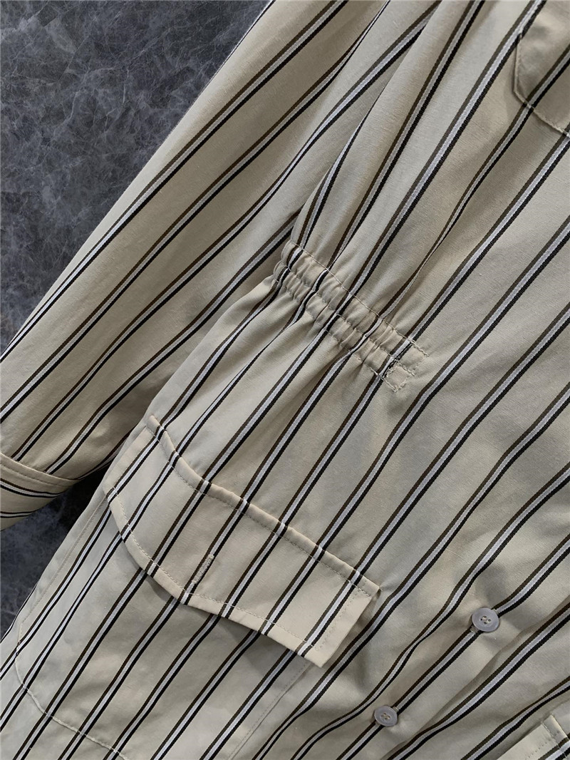 Pra*a striped multi-pocket mid-length shirt dress replicas clothes