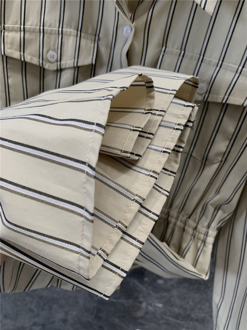 Pra*a striped multi-pocket mid-length shirt dress replicas clothes