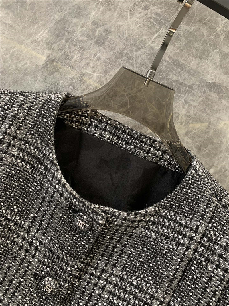 Ch**el round neck waistcoat design gray check vest replica clothes