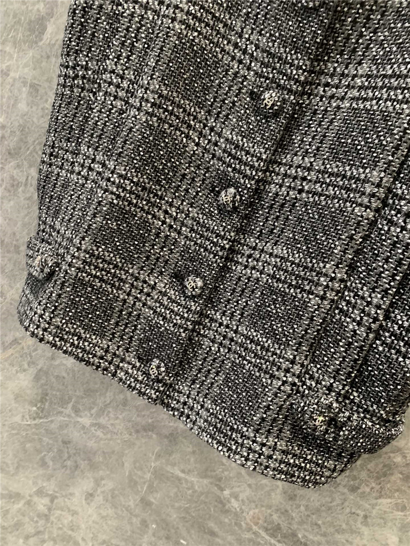 Ch**el round neck waistcoat design gray check vest replica clothes