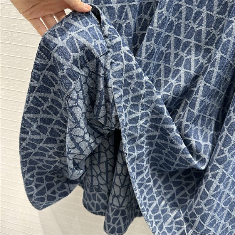 Va1e*ntin0 v jacquard denim long skirt replica clothing