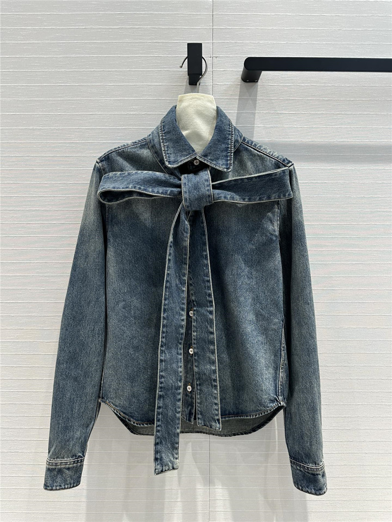 L0ew* bow tie lapel denim shirt replica clothing sites