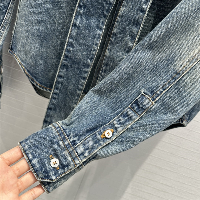 L0ew* bow tie lapel denim shirt replica clothing sites