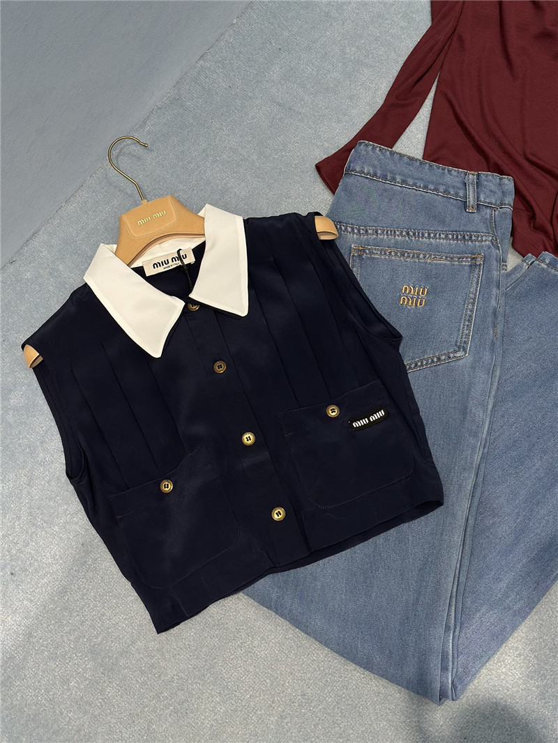 M1um1u lapel sleeveless vest top replica clothing sites