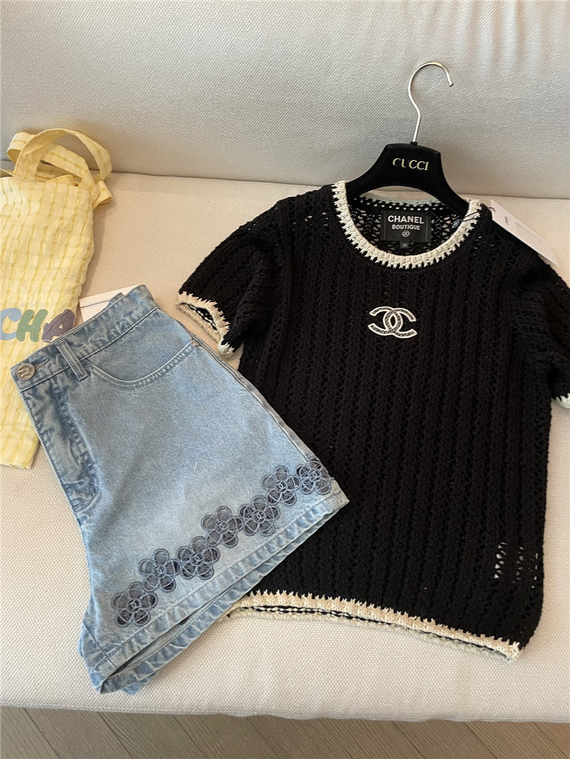 Ch**el new hollow short sleeve replica d&g clothing