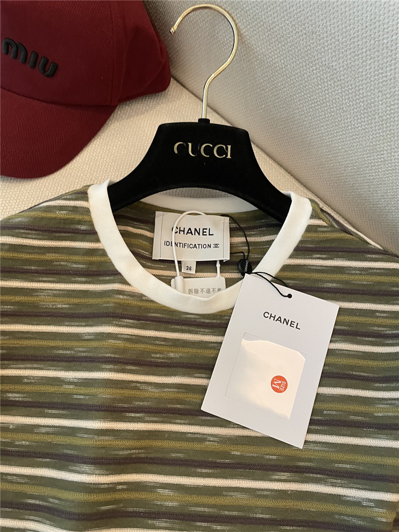 Ch**el striped short sleeve cheap replica designer clothes