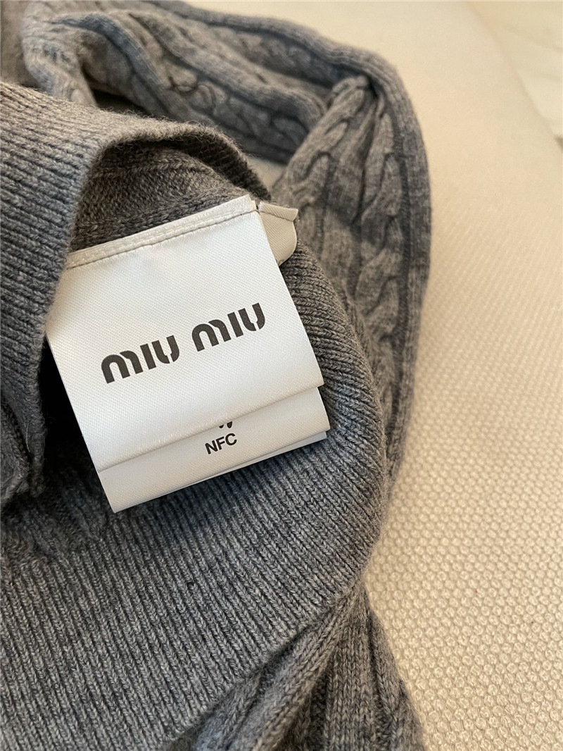 M1um1u cable knitted grey cardigan replica clothing sites