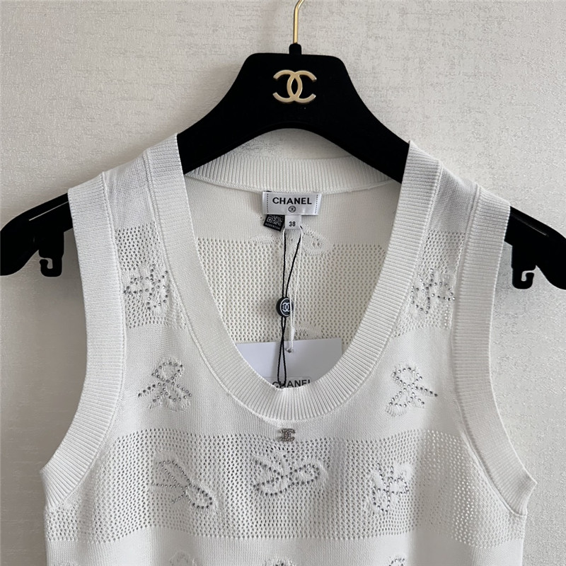 Ch**el bow rhinestone vest replica d&g clothing