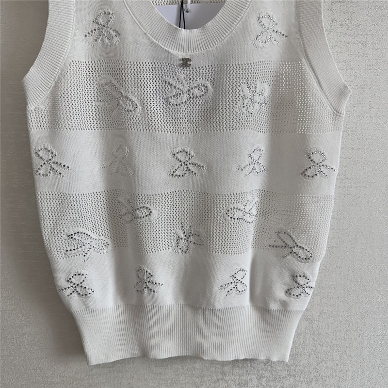 Ch**el bow rhinestone vest replica d&g clothing