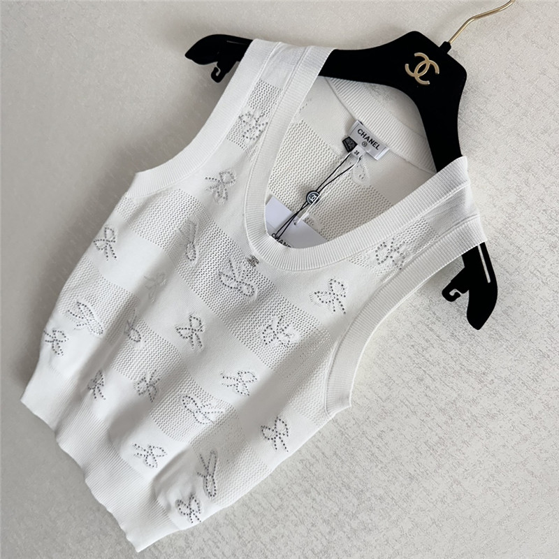 Ch**el bow rhinestone vest replica d&g clothing