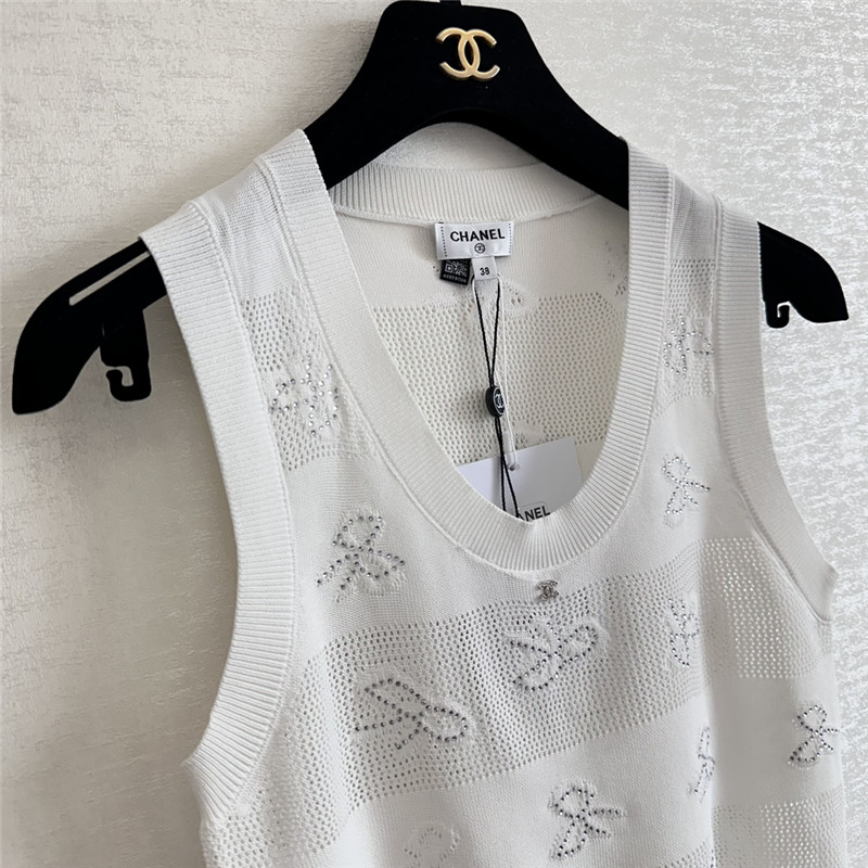 Ch**el bow rhinestone vest replica d&g clothing