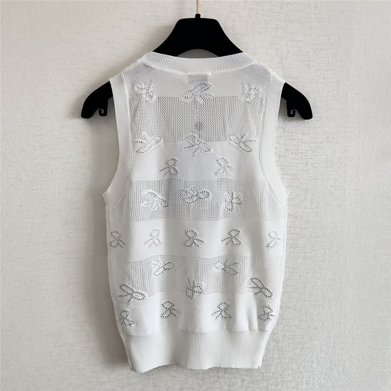 Ch**el bow rhinestone vest replica d&g clothing