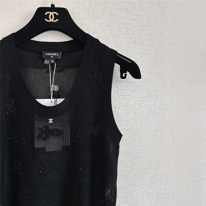 Ch**el bow rhinestone vest replica d&g clothing