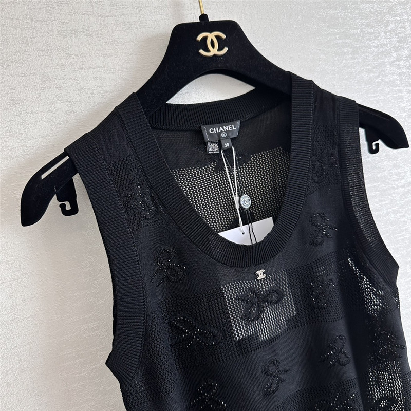 Ch**el bow rhinestone vest replica d&g clothing