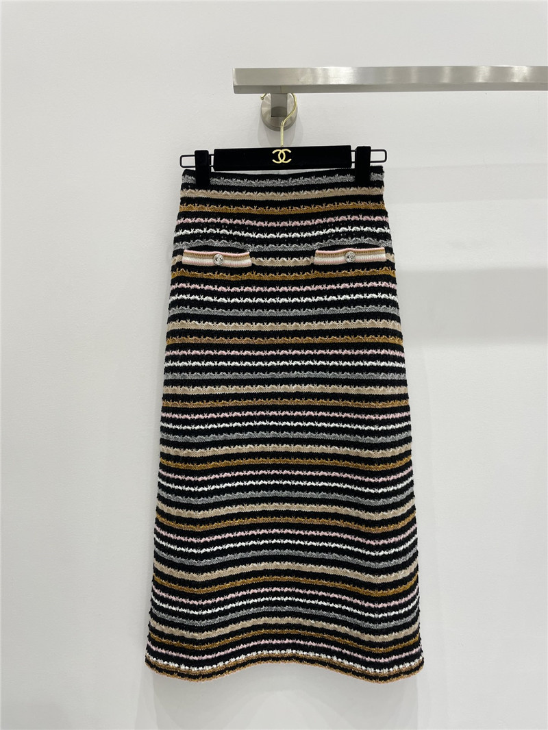 Ch**el hollow woven contrast color midi skirt replica clothes