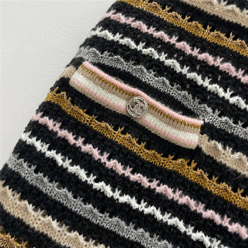 Ch**el hollow woven contrast color midi skirt replica clothes