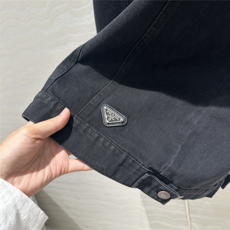 Pra*a black functional long vest replica clothing sites