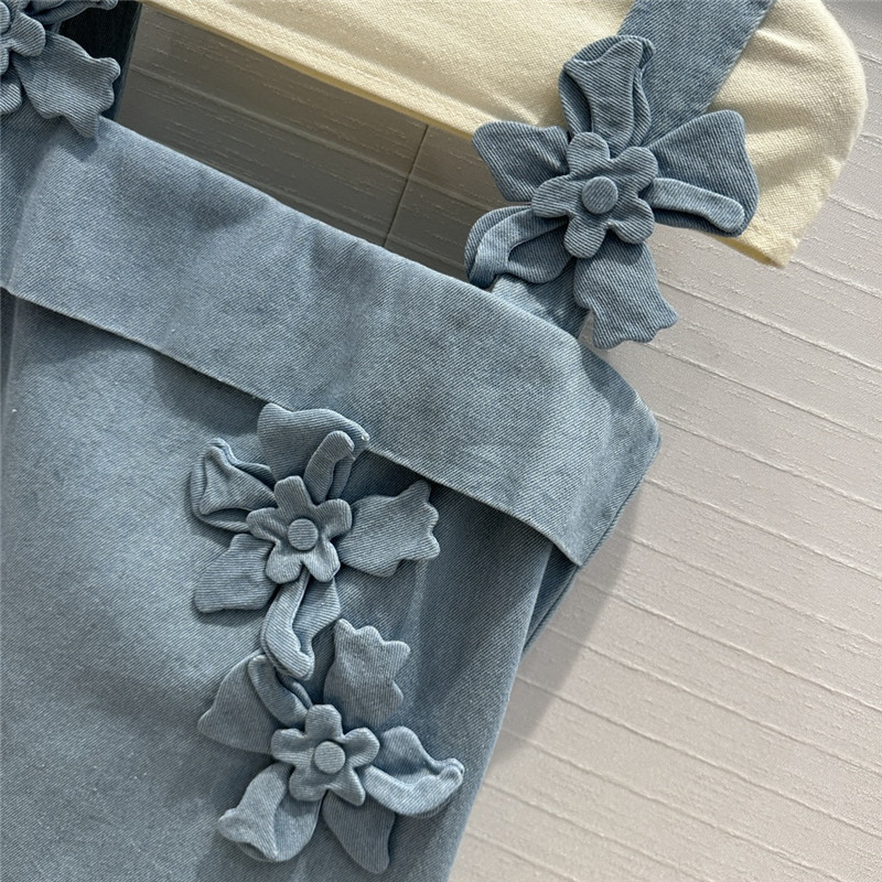 Va1e*ntin0 suspender tube top denim skirt replica clothes