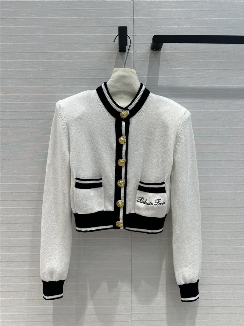 Balmain gold button knitted short cardigan replica clothes