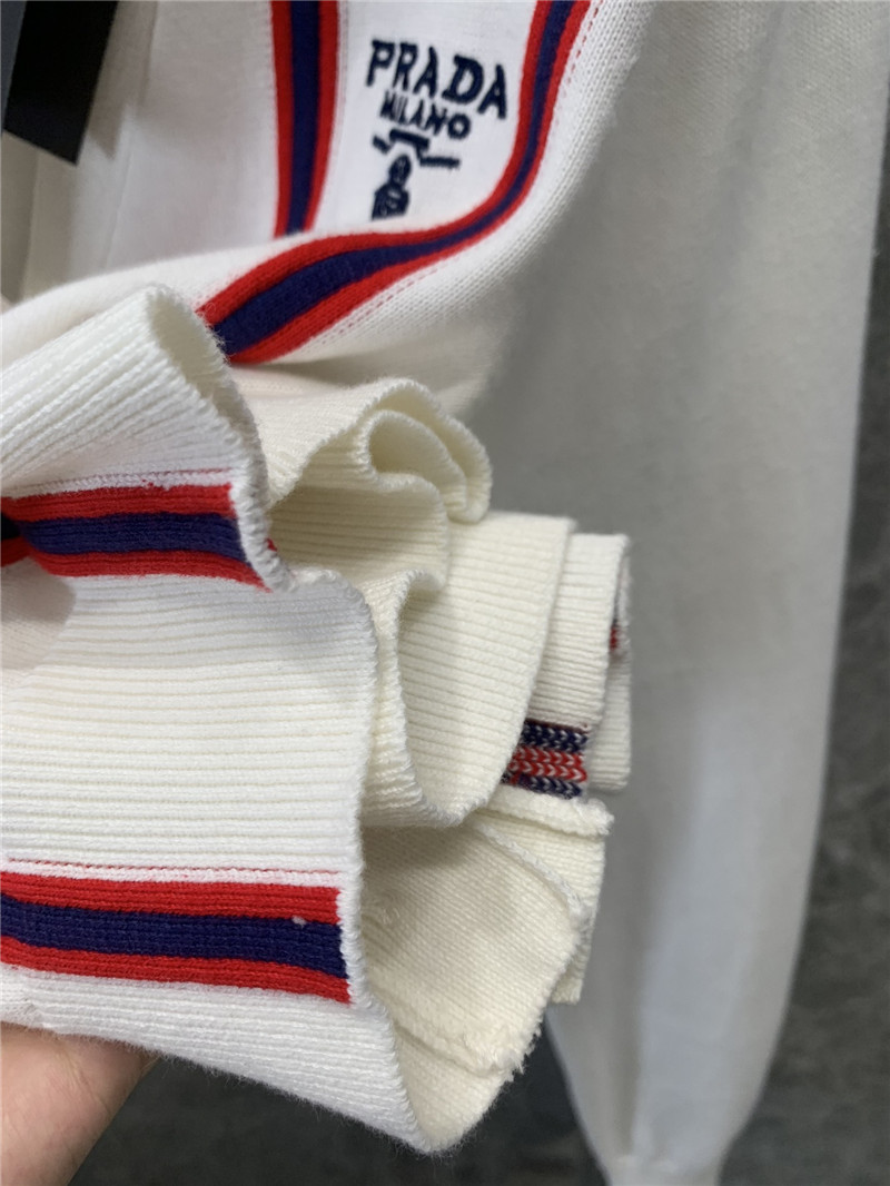 Pra*a contrast vertical striped knitted cardigan replica clothing