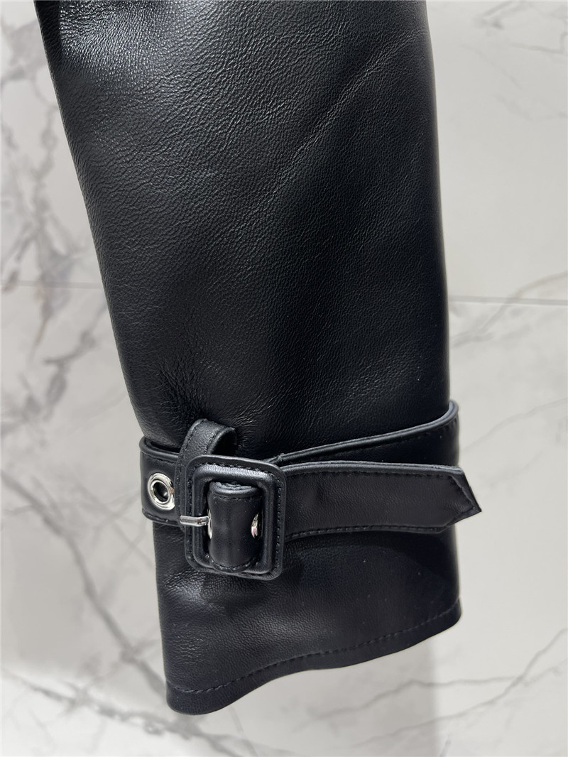 Y51 wide shoulder short leather jacket replicas clothes