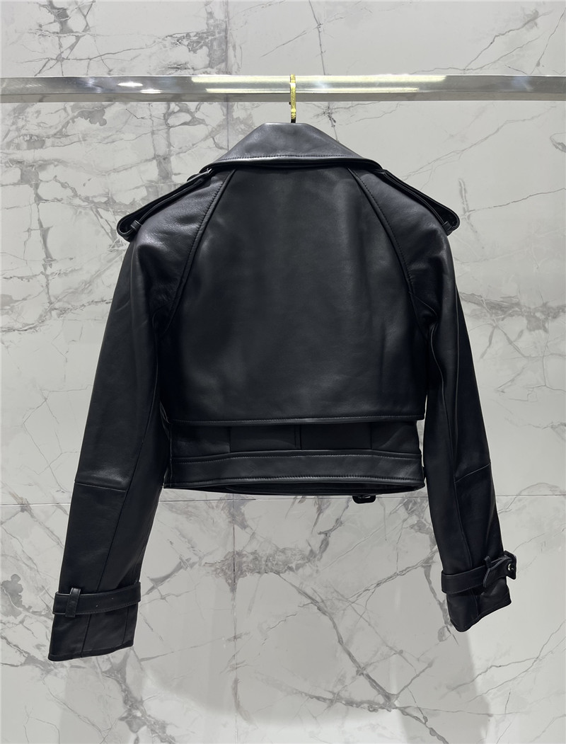 Y51 wide shoulder short leather jacket replicas clothes