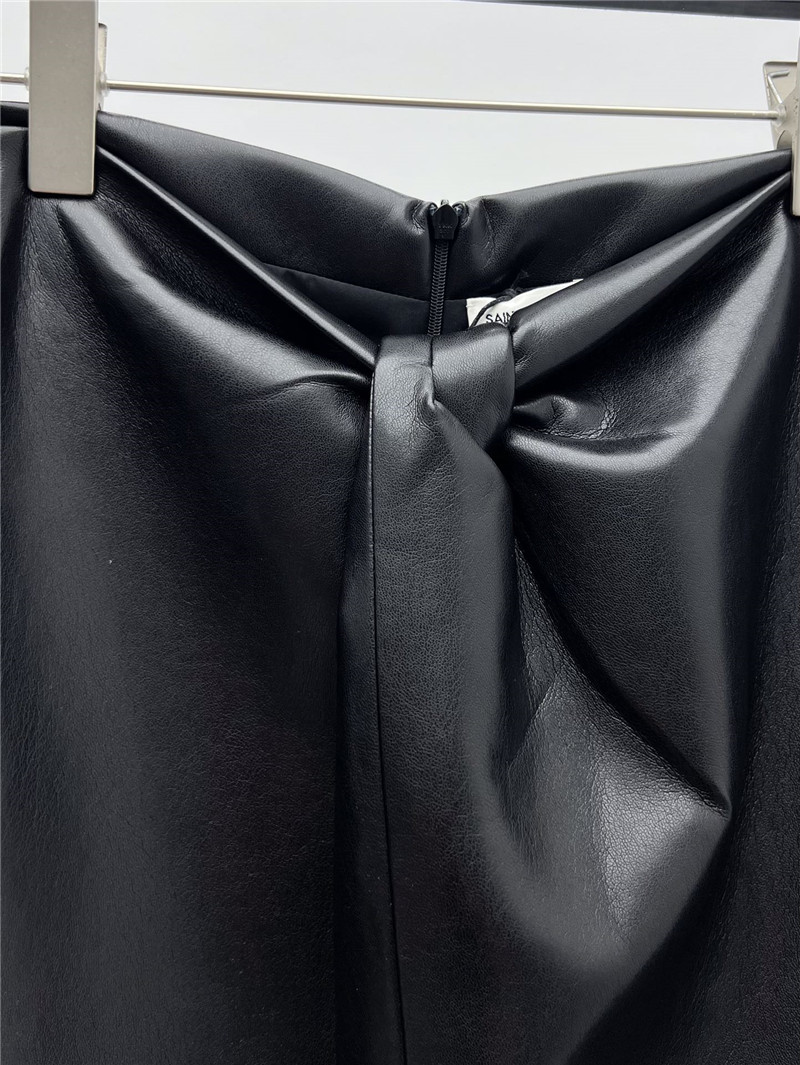 Y51 knot slit leather skirt cheap replica designer clothes