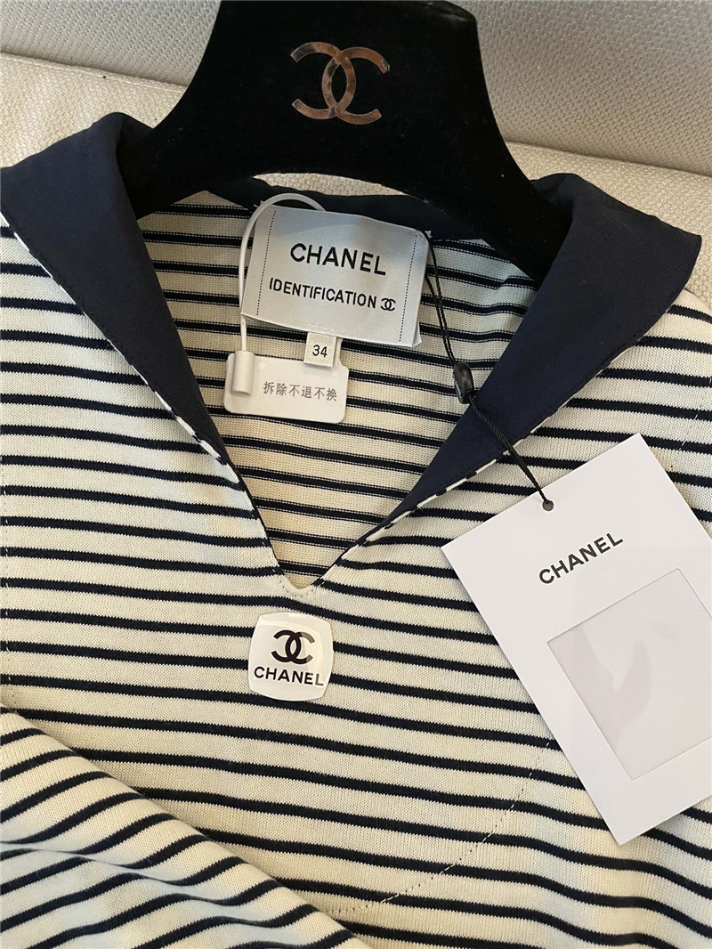 Ch**el navy striped short-sleeved replicas clothes